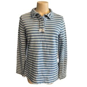 Joules Cotton Sweatshirt Nautical Striped Long Sleeve Terry‎ Lined Preppy Size 6